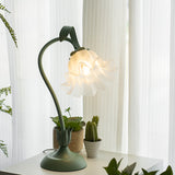 Load image into Gallery viewer, Flower-Inspired Table Lamp | Pleated Petal Shade | Artistic Curved-Stem Decorative Light