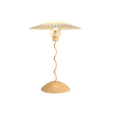 Load image into Gallery viewer, Artistic Wavy Table Lamp | Wood-Base with Pleated Umbrella Shade | Decorative Ambient Desk Light