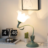 Load image into Gallery viewer, Flower-Inspired Table Lamp | Pleated Petal Shade | Artistic Curved-Stem Decorative Light