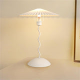 Load image into Gallery viewer, Artistic Wavy Table Lamp | Wood-Base with Pleated Umbrella Shade | Decorative Ambient Desk Light
