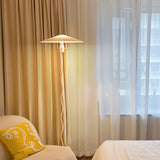 Load image into Gallery viewer, Artistic Wavy Table Lamp | Wood-Base with Pleated Umbrella Shade | Decorative Ambient Desk Light