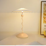 Load image into Gallery viewer, Artistic Wavy Table Lamp | Wood-Base with Pleated Umbrella Shade | Decorative Ambient Desk Light