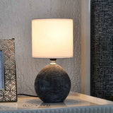 Load image into Gallery viewer, Textured Oval Base Table Lamp | Fabric Cylinder Shade | Modern Decorative Bedside Light